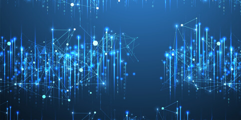 Big Data futuristic, technology light design. Vector datum digital background. Illustration innovation of data system. Hand drawn illustration.