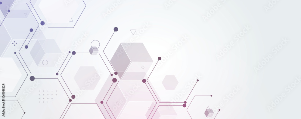 Poster abstract modern science or technology background with hexagon elements