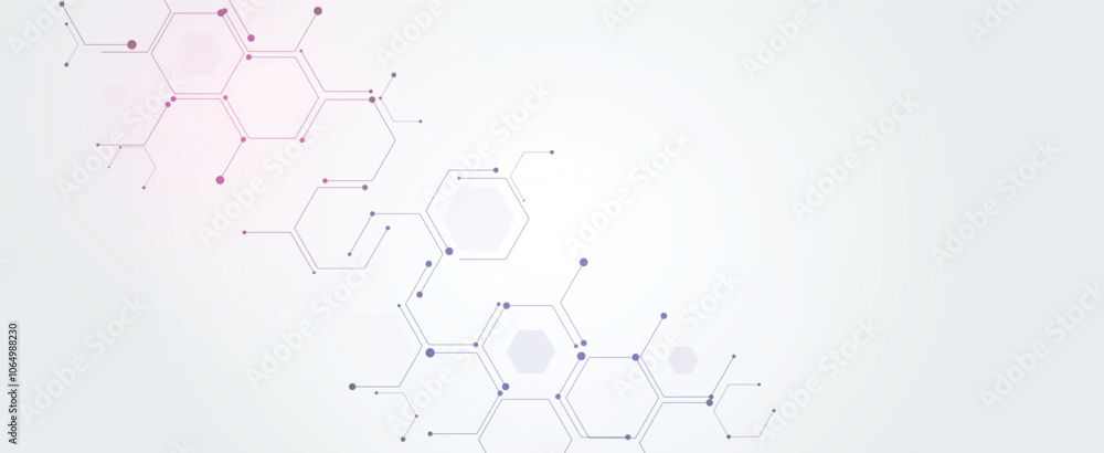 Wall mural abstract modern science or technology background with hexagon elements