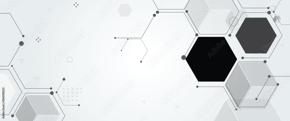 Poster Abstract modern science or technology background with hexagon elements