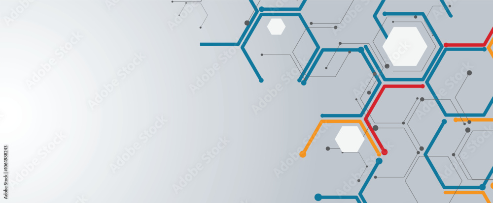 Poster Abstract modern science or technology background with hexagon elements