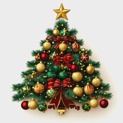 Colorful Christmas Tree Isolated on White Background