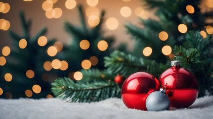 Obraz premium Minimal Christmas Background, Ball, Balloon, Pine Tree, Christmas tree, Minimal Background, Minimal Design