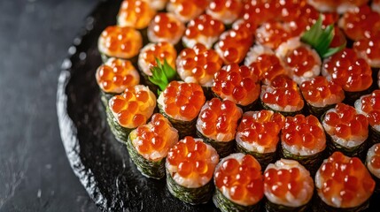 Assorted Sushi with Salmon Roe Overhead View