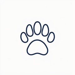 Obraz premium Minimalist line art of a single paw print with rounded toes isolated on a white background.