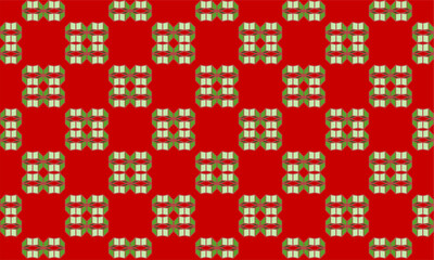 3D green block  geometric pattern on red backgroun, Diagonal Chess Tile. Diagonal Chess green Tile., green block on red background seamless repeat pattern, replete image design for fabric X'Mas print 