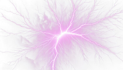 Obraz premium Vivid Purple Lightning Strikes Across a White Background