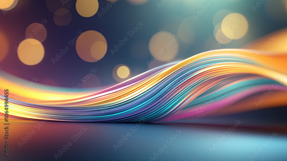 Poster vibrant image of colorful flowing lines with bokeh background, creating dynamic and energetic feel