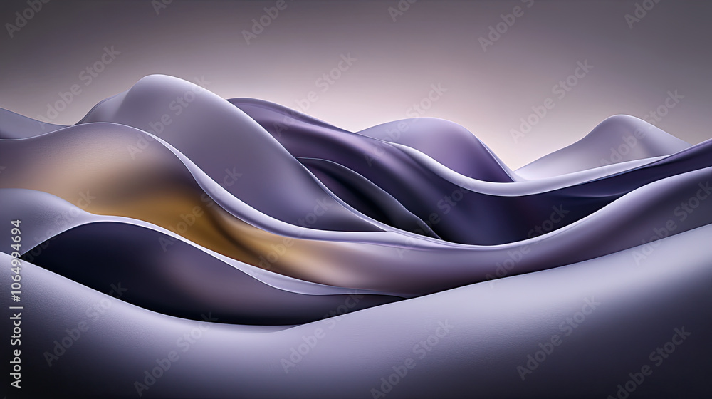 Poster dynamic purple scene featuring swirling waves and smooth textures, creating serene and abstract land