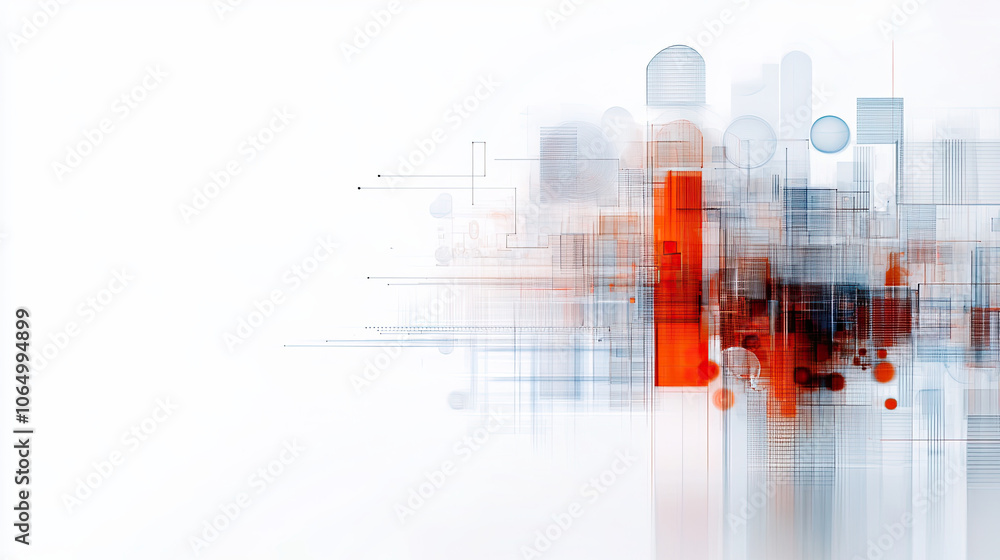 Poster futuristic abstract graphic design featuring geometric shapes and vibrant colors. composition includ