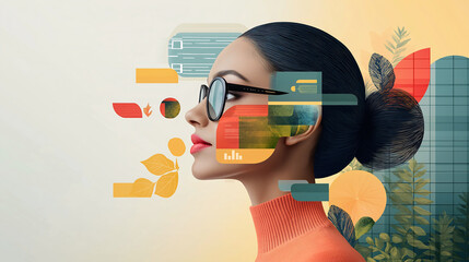 The woman tech sustainability officer showcases carbon reduction strategies, highlighting data on environmental impact and green computing within a contemporary eco-friendly building