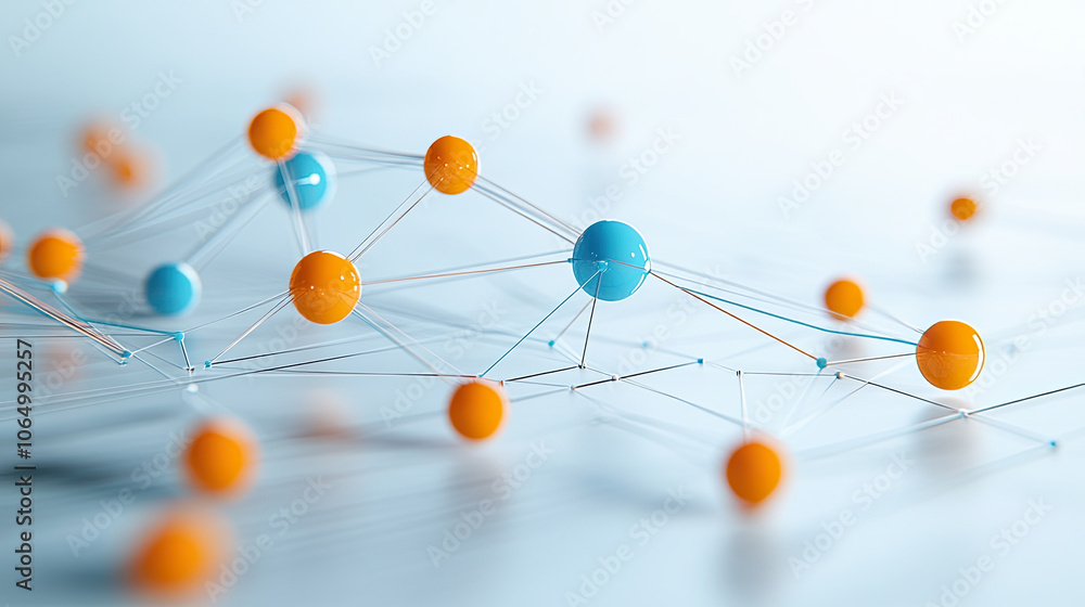 Poster innovative graphic of portfolio optimization algorithm with colorful nodes and connections, represen