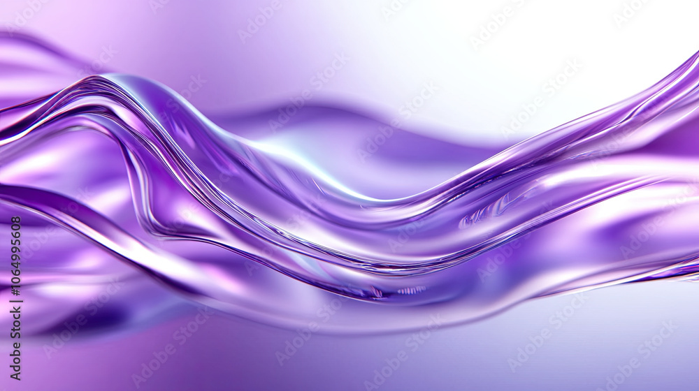 Poster purple waves flow gracefully, creating mesmerizing blend of light and texture, evoking sense of calm