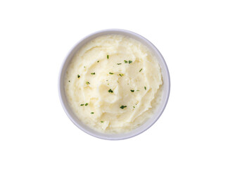 Mashed potatoes in a bowl isolated over white background