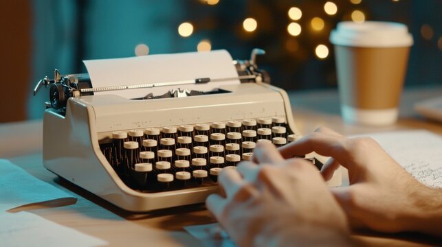 Crafting stories on a vintage typewriter - capturing creativity and screenwriting