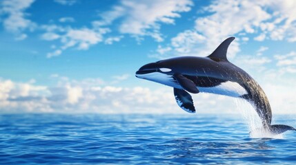 Obraz premium Awe-inspiring encounter with a whale in ocean serenity - a mother's joyful gaze at majestic marine life