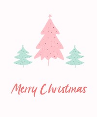 christmas tree card with snowflakes