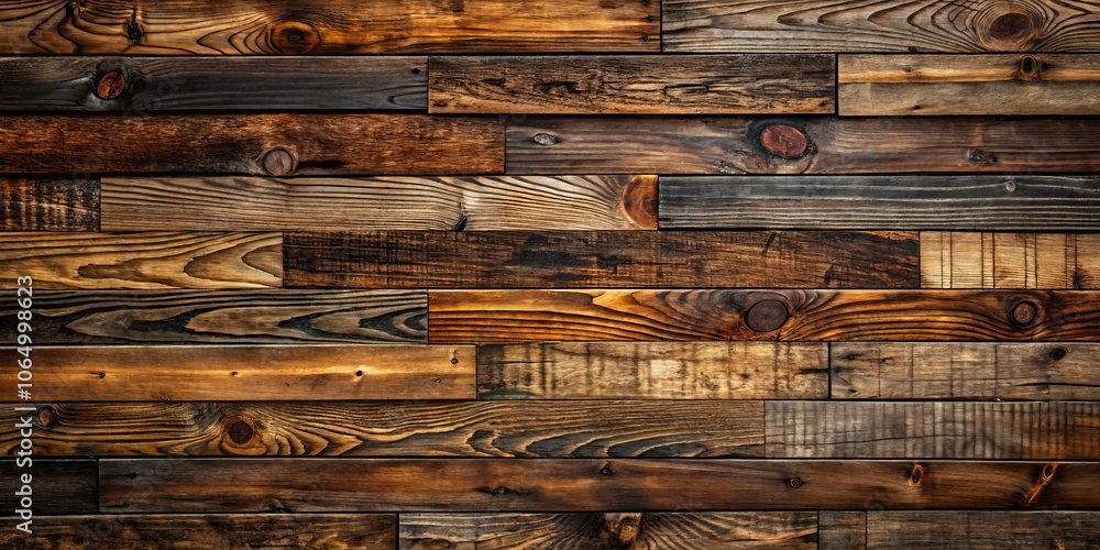 Poster Processed Collage of Old Rustic Dark Brown Wood Planks Texture Background for Banner Backdrop or 3D Mapping Use - Perfect for Design and Creative Projects