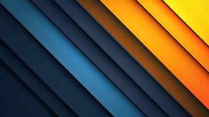 Obraz premium Abstract geometric pattern with layered colors in shades of blue, orange, and yellow.