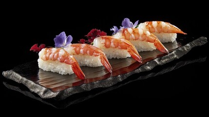 Stunning Ebi Shrimp Nigiri with Elegant Garnish