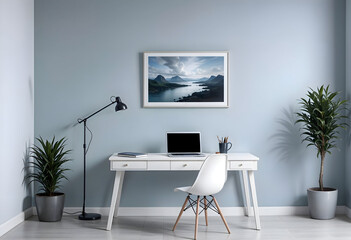 Mock up poster frame on Walls in interior background, template