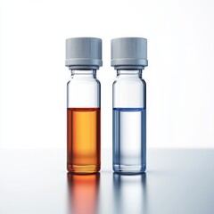 Clear and Colored Liquid in Glass Vials
