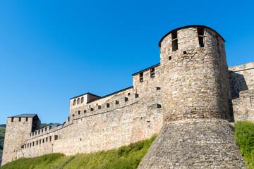 View of the Templar Castle in Ponferrada. Castilla y Leon - Spain