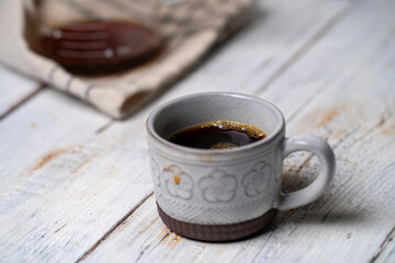 home brewed coffee on table