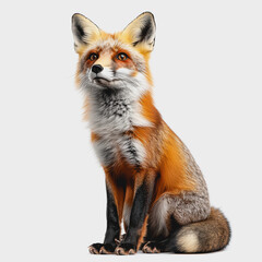 Fox Sitting on White Background