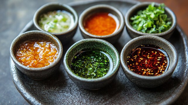Luxurious condiments served on a small plate upscale