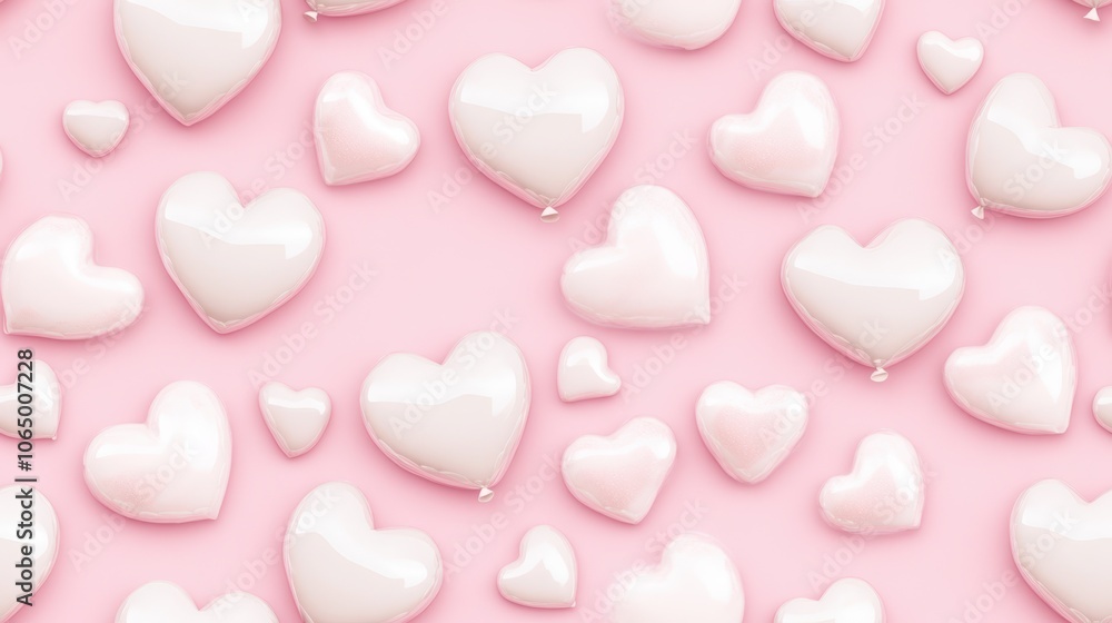 Canvas Prints a seamless pattern of pastel-colored hearts and bokeh, creating a dreamy, romantic background with a