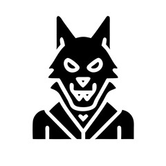Solid glyph icon of a werewolf, ideal for Halloween designs.