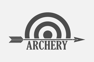 Archery graphic icon. Target and arrow isolated sign on white background. Vector illustration