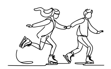 playful family on ice skates, perfect for holiday and winter-themed illustrations black vector