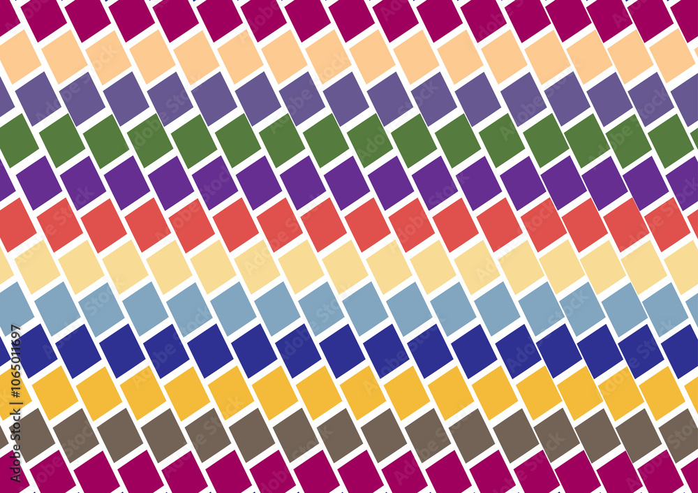 Poster seamless pattern of multi-colored squares arranged in rows