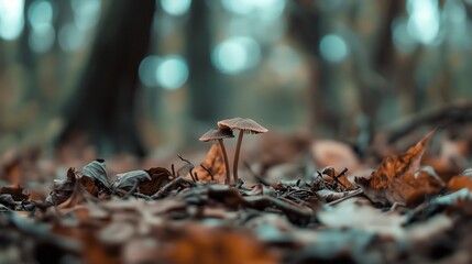 mushrooms in the forest on the ground
