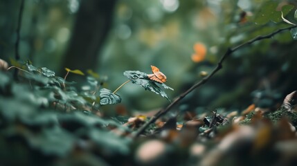 green leaves and flowers in the forest
