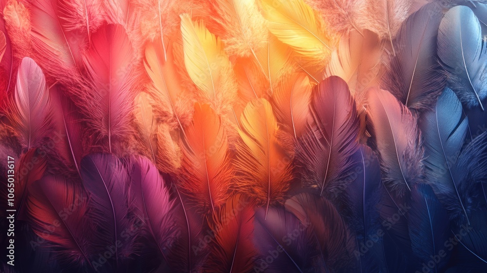 Poster Vibrant Multicolored Feathers with a Gradient Effect
