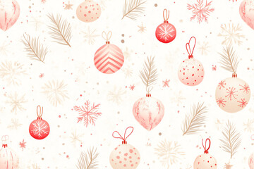 Seamless Xmas pattern with Christmas ball ornament on Christmas tree