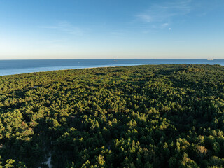 Hel city. Aerial view of Hel Peninsula in Poland, Baltic Sea and Puck Bay. Aerial photo made by...