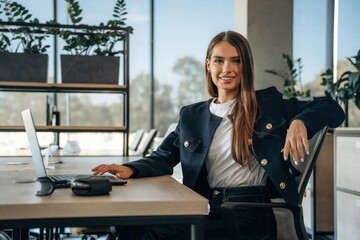 Woman is working in the office