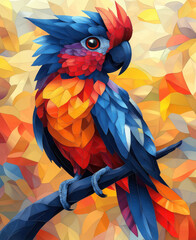Obraz premium Illustration of colorful parrot on color background.