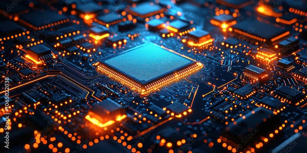 Aufkleber close-up of a lit-up cpu on a motherboard