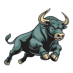 Vector Illustration of Bull with Detailed Vintage Illustration 