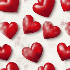 Obraz premium Stylized red hearts with smooth textures on a light background, offering a modern and playful representation of love and abstract artistic expression.