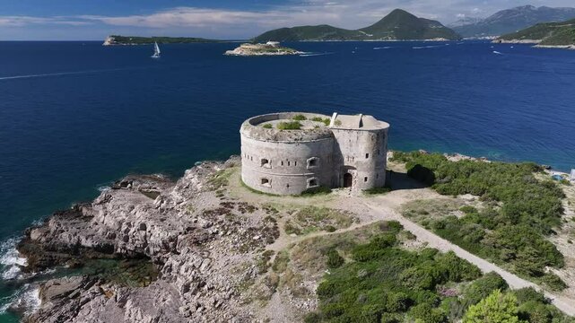Aerial view of Arza Fort, Mirista, Montenegro