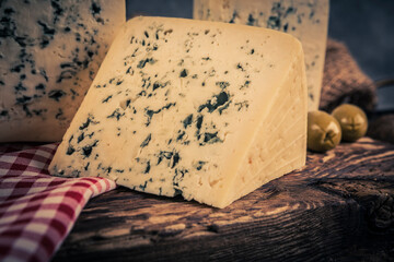 Traditional cheese with blue mold.