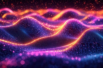 Abstract Colorful Glittering Waves with Bokeh Effects