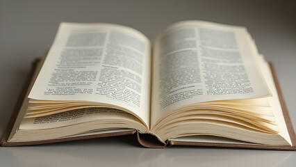 Fototapeta premium Book has wide cover and displays its interior content with multiple open pages lying flat