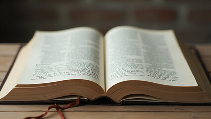 Fototapeta premium A book is placed on a surface in an open position allowing its pages to be easily viewed by anyone nearby